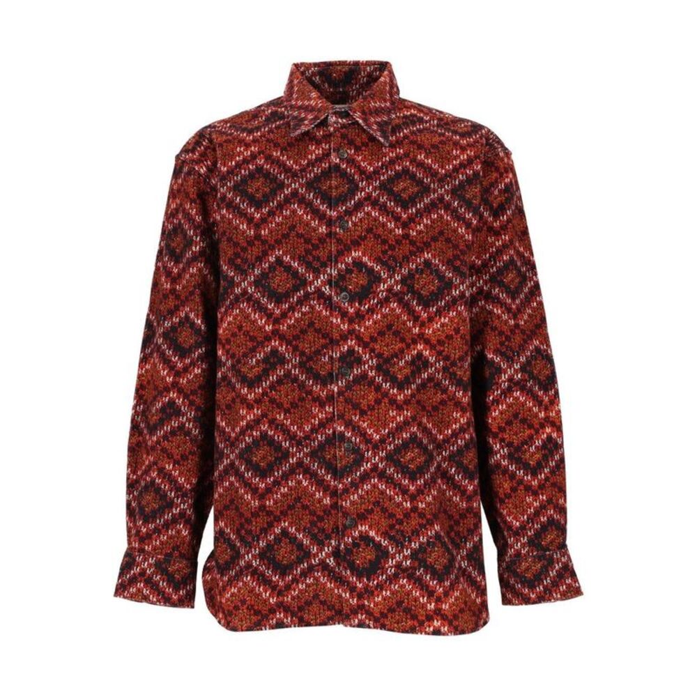 Dries Van Noten Men Printed Velvet Shirt